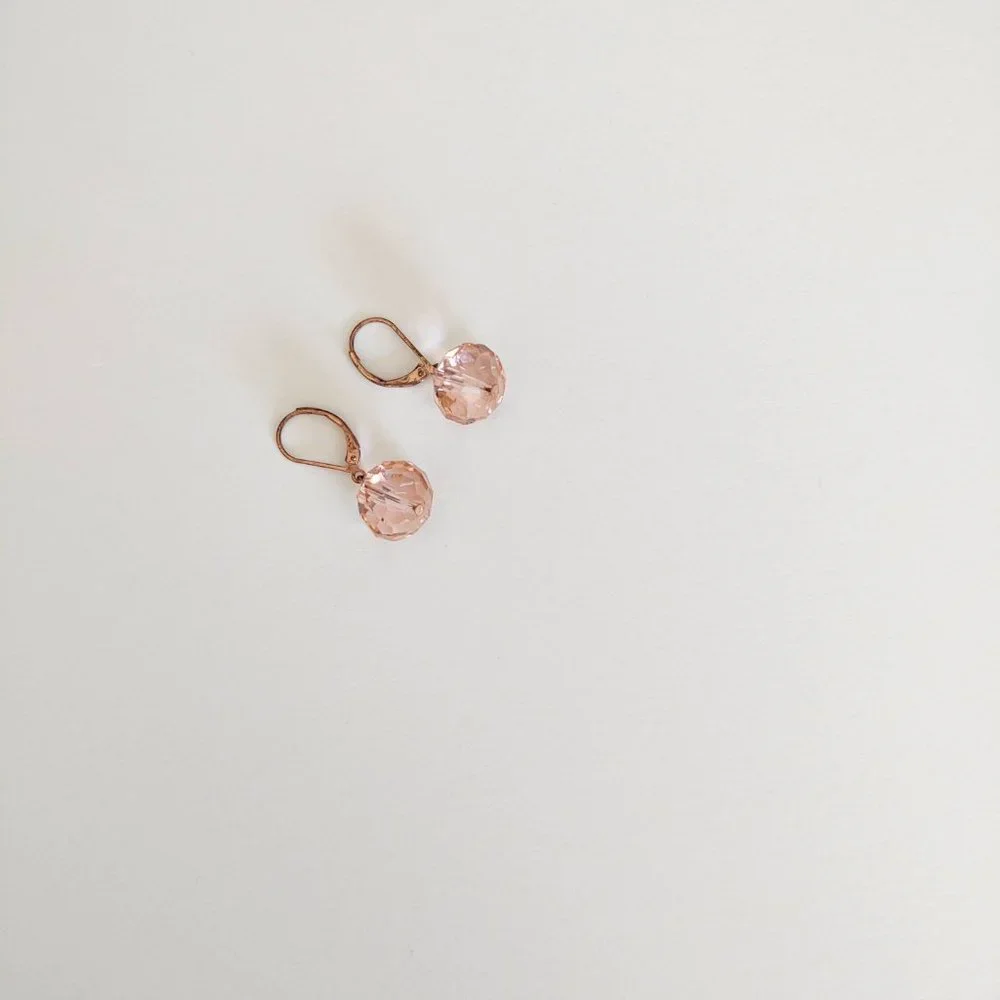 Pink glass drop earrings